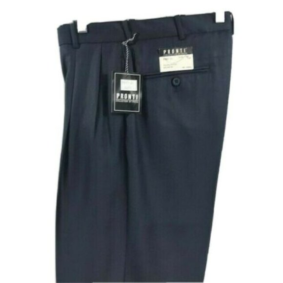 Pronti Men's N Dress Pants Pleated Cuffed Hem Size 32" Waist 34" Inseam - Picture 1 of 4